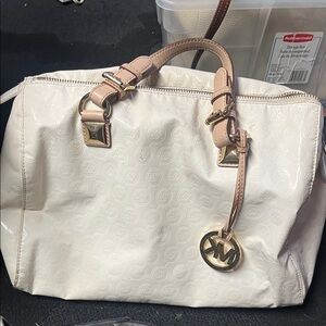 Michael Kors Cream and Tan Satchel